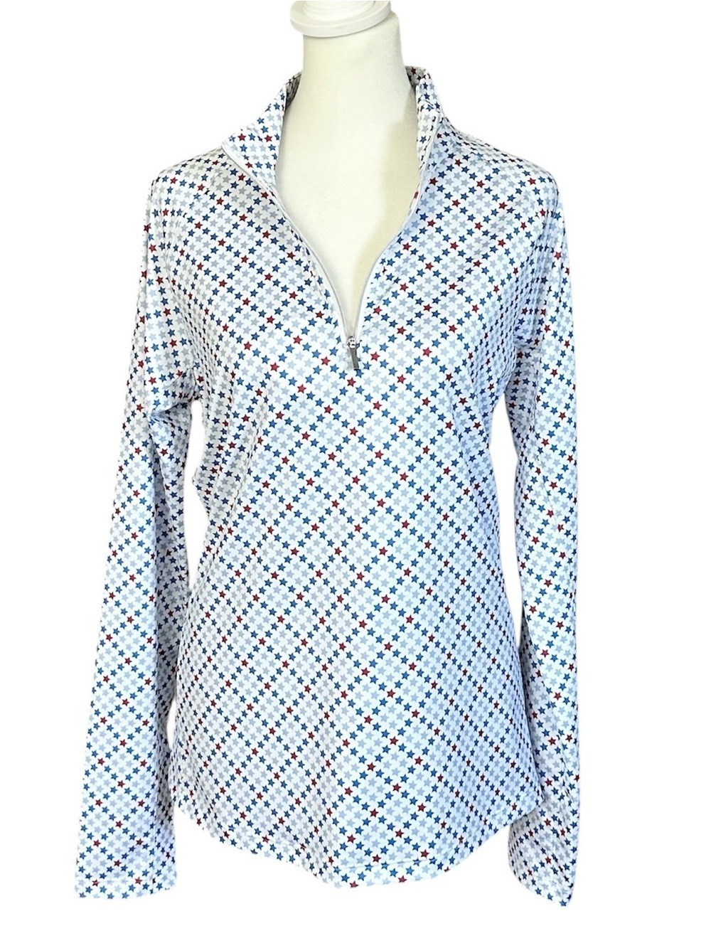 Lady Hagen Patriotic Star Print 1/4 Zip Golf Pullover Size Medium